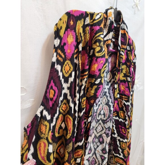 Cato XL Women Multicolor Vest Sleeveless Open Front Paisley Ikat Bold Ethnic - Picture 2 of 13